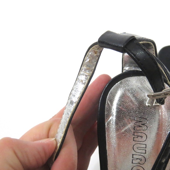 RHINESTONE BLACK CINDERELLA SANDALS - Picture 7 of 8